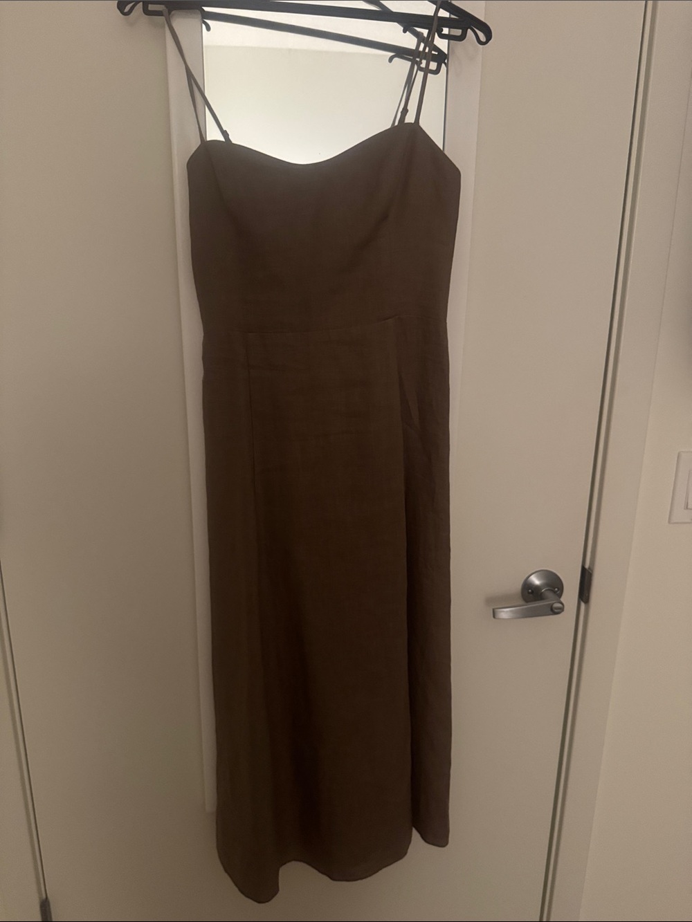 Aritzia Brown Spaghetti-Strap Midi Dress